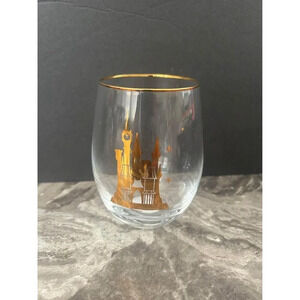 Disney‎ Castle Stemless Wine Glass With Gold Rim 15 Ounce new​